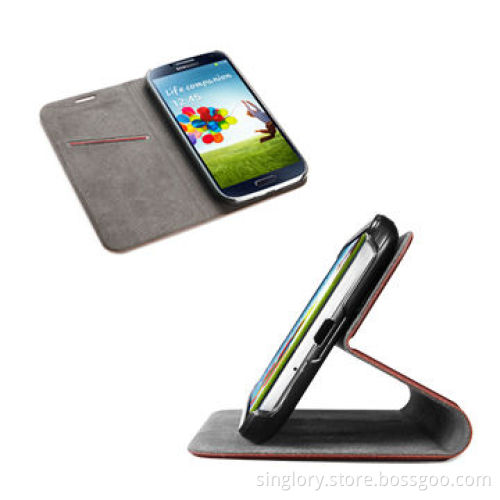 Flip Leather Mobile Cases for Samsung Galaxy S4/i9500, with Credit Card Holder and Stand Function